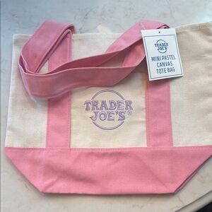Pink and Cream Canvas Tote Bag